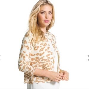 NWT Chico’s Cheetah Lace-Hem Charlee Cardigan Sweater
